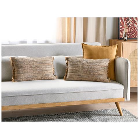 Cuscino Decorativo Ledum Iuta 30 X 50 Cm A Strisce Beige - Foto 1