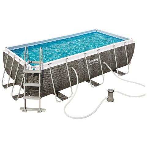 Piscina Con Struttura Rettangolare Rattan 4.04m X 2.01m X 1.00m Power Steel Bestway 56721 - Foto 1