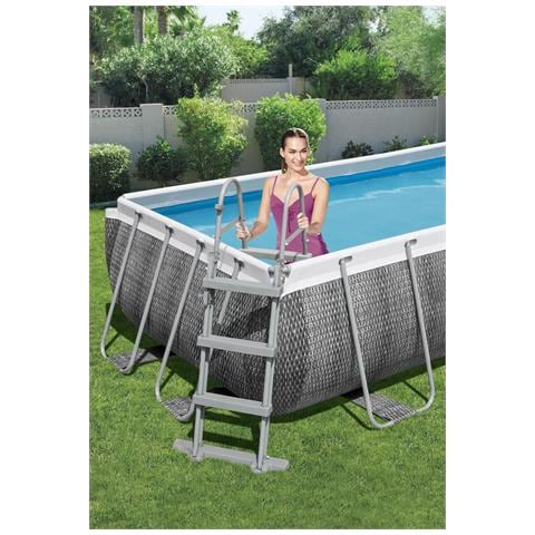 Piscina Con Struttura Rettangolare Rattan 4.04m X 2.01m X 1.00m Power Steel Bestway 56721 - Foto 2
