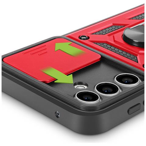 Cover Per Samsung A25 5g Anello Supporto Coprifotocamera Scorrevole, Rosso - Foto 5