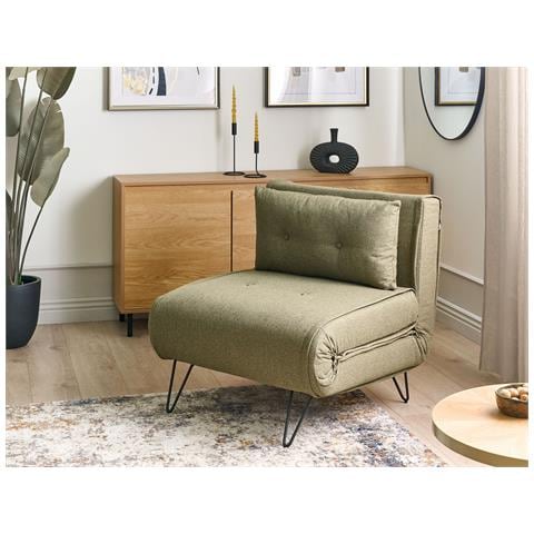 Divano Letto Singolo Vestfold Tessuto Verde Oliva - Foto 1