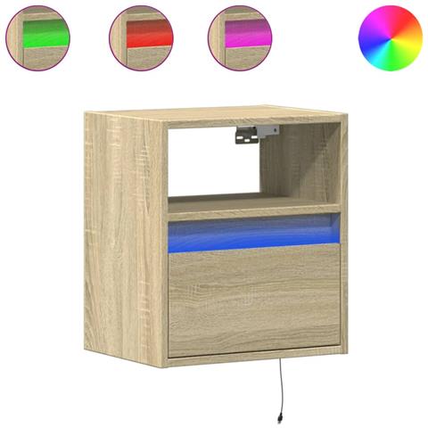 Mobile Tv A Parete Con Luci Led Rovere Sonoma 41x31x45 Cm - Foto 1