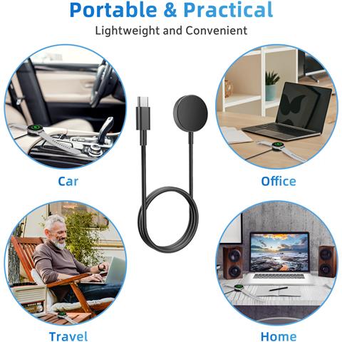 Caricabatterie Usb-c Per Samsung Galaxy Watch 3/4/5/6/7, Active 1/2 Black - Foto 2