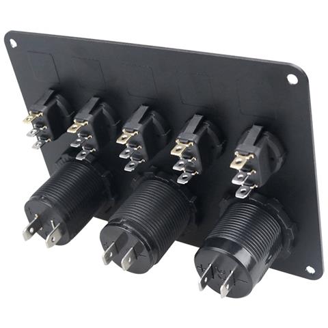 Pannello Interruttori Con 5 Interruttori, Voltmetro, 2 Usb E Presa Di Corrente Black+green - Foto 4