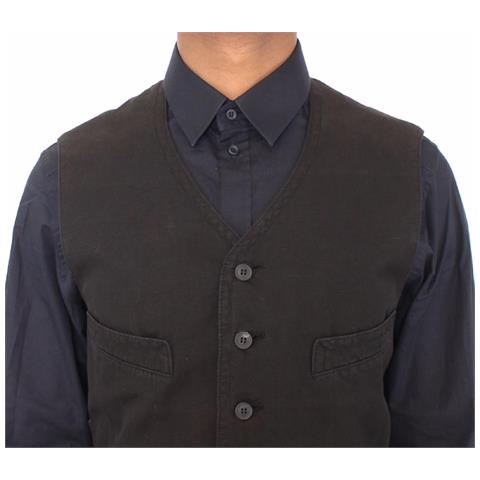 Blazer Gilet In Cotone Lino Nero - It48 - M - Foto 5