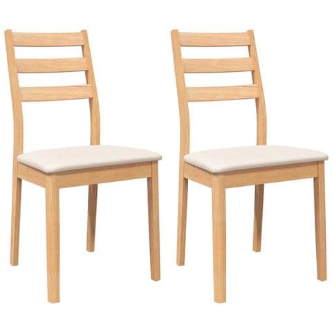 Sedie da Pranzo con Cuscini 2 pz Naturale Legno Massello Hevea - Foto 1