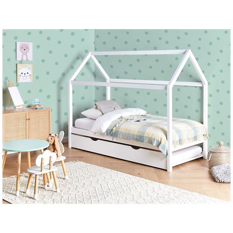 Letto Estraibile Per Bambini Legno Di Pino Crillon 90 X 200 Cm Bianco - Foto 1