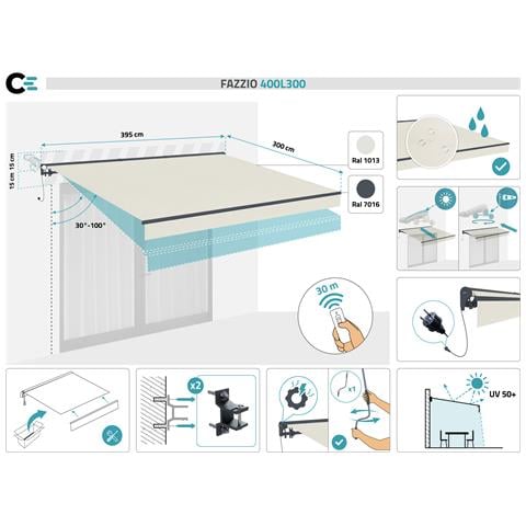 Tenda Da Sole Semicassonata Motorizzata Fazzio 5x3m Beige - Foto 7