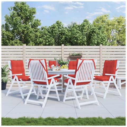 Cuscini Per Sedia Schienale Basso 6 Pz Rossi In Tessuto Oxford - Foto 8