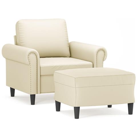 Poltrona con Poggiapiedi Crema 60 cm in Similpelle - Foto 1