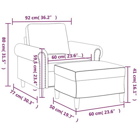 Poltrona con Poggiapiedi Crema 60 cm in Similpelle - Foto 7
