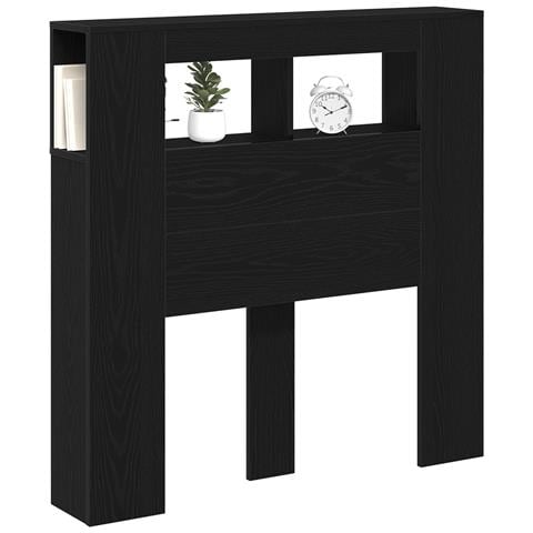 Testata da letto vitaXL con luci LED Rovere Nero 100x18,5x103,5 cm - Foto 1