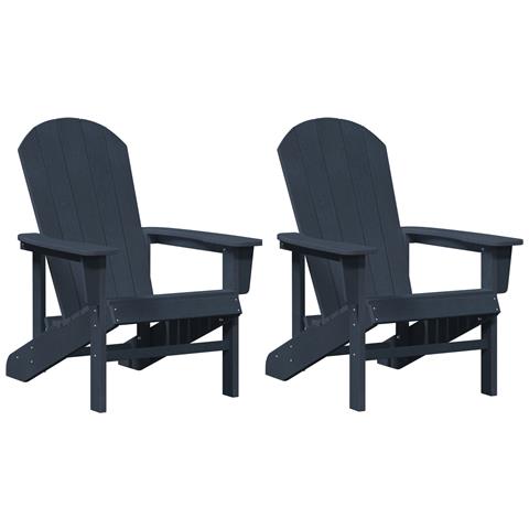 Sedi Adirondack 2 pcs Blu Navy 74x82x90 cm HDPE, Sedia Adirondack Blu Navy 74x82x91 cm HDPE - Foto 1