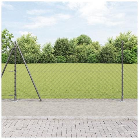 Recinzione in rete metallica con 13 post flangiati 1,2x25 m in acciaio zincato - Foto 2