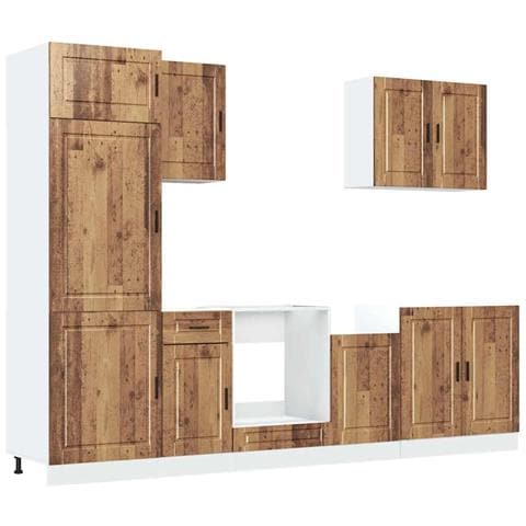 Set Mobili da Cucina 7 pz Kalmar Legno Vecchio in Truciolato - Foto 1