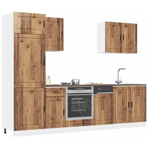 Set Mobili da Cucina 7 pz Kalmar Legno Vecchio in Truciolato - Foto 2