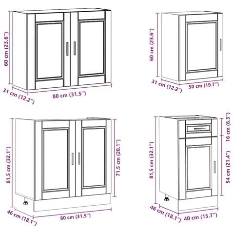 Set Mobili da Cucina 7 pz Kalmar Legno Vecchio in Truciolato - Foto 9