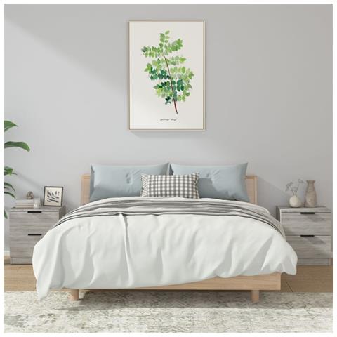 Lusso Casadino -  Comodini 2pz Grigio Sonoma In Legno Multistrato - Foto 8