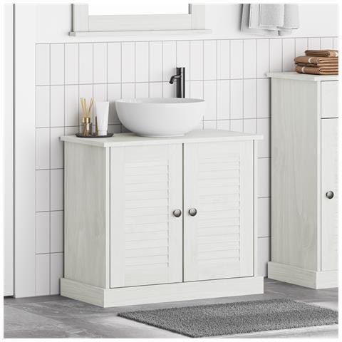 "Mobile da Lavabo ""VIGO"" con Ante 67.5x34x59 cm Legno Massello di Pino" - Foto 2