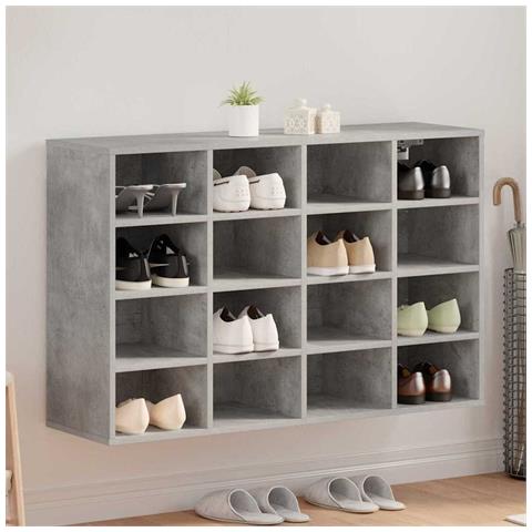 Scarpiera Grigio cemento 103 x 30 x 67 cm Legno multistrato - Foto 2