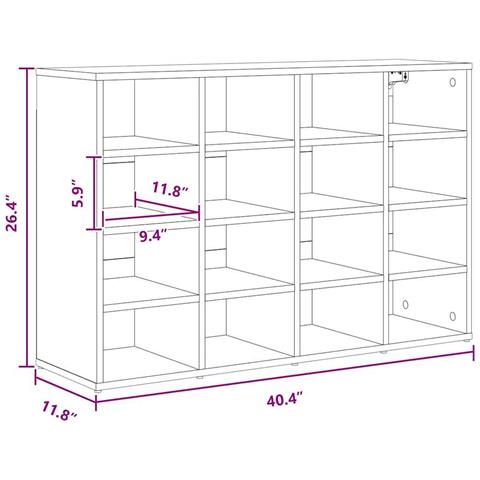 Scarpiera Grigio cemento 103 x 30 x 67 cm Legno multistrato - Foto 9