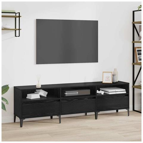 Mobile TV Rovere nero 150 x 30 x 44.5 cm Legno multistrato - Foto 2