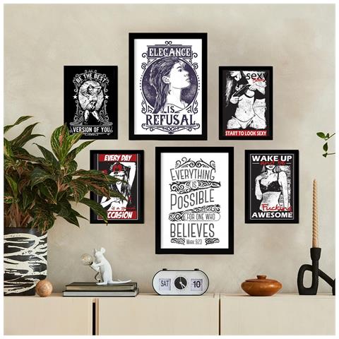 Set Di 6 Stampe Citazioni Di Donne In Stile Rustico, Dipinti Decorativi Estetici Per Il Tuo Soggiorno, Camera Da Letto, Casa A3 & A4 Telaio In Legno Chiaro - Foto 2