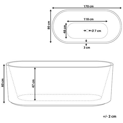 Vasca Da Bagno Freestanding Serena 170 X 80 Cm Bianco - Foto 7