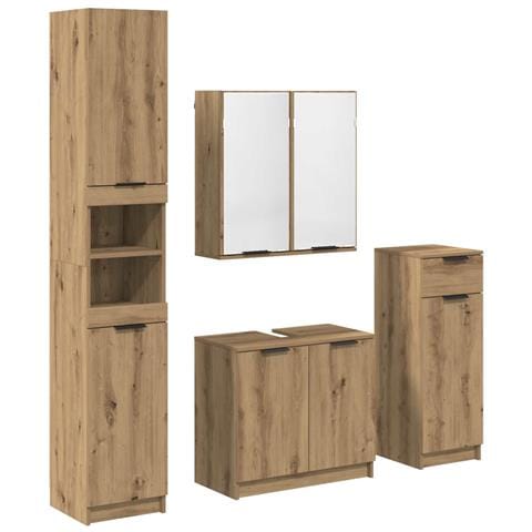 Set di mobili per il bagno con porta 4 pcs Rovere artigianale - Foto 1