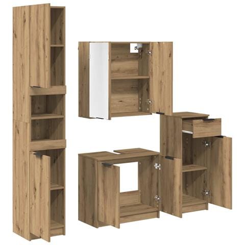 Set di mobili per il bagno con porta 4 pcs Rovere artigianale - Foto 9