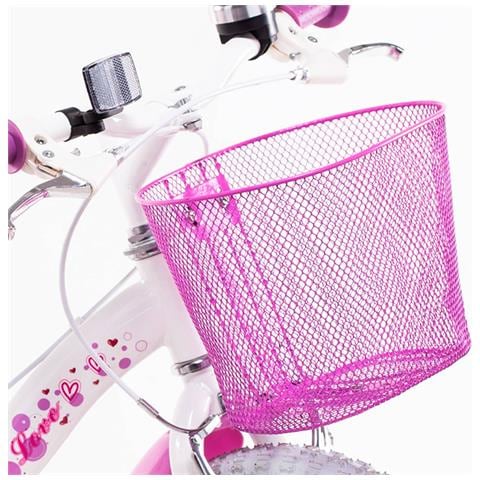 Sch Pink Love 16"" - Bicicletta Per Bambine (5-7 Anni), Ruote 16"", Telaio Acciaio, Con Accessori - Colore Bianco - Foto 2