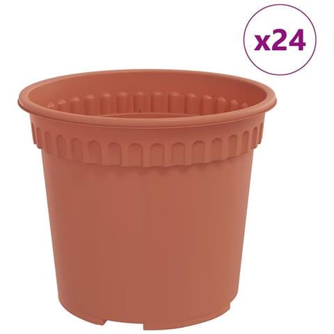 Vaso Rotondo per Fiori 24 pcs Rosso Mattone Ø 15 x 12 cm - Foto 1