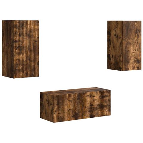 Set mobile TV 6 pcs Rovere fumé Legno multistrato - Foto 1