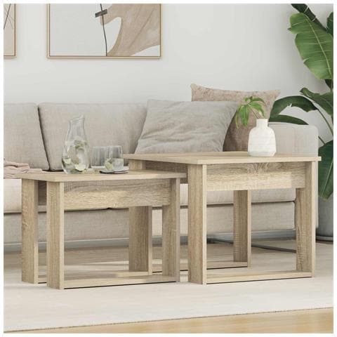 Set di Tavolini da Caffè 2 pcs Rovere Sonoma Legno multistrato - Foto 2