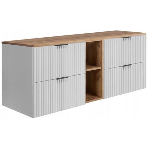 | mobile sottolavabo 140 cm - tappetino bianco - mobili bagno, lavabo, mobile bagno | mensola, piano di lavoro - marrone - Foto 1