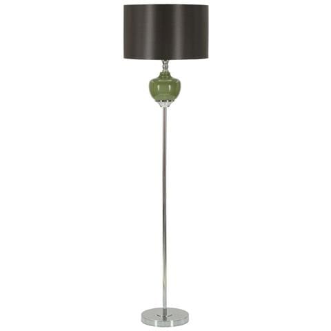 Lampada Da Terra Eva One In Vetro Verde E Grigio Con Paralume In Tessuto — Ø 40 Cm - Foto 1