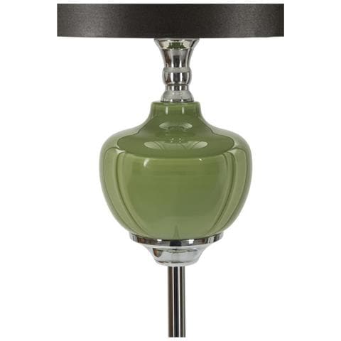 Lampada Da Terra Eva One In Vetro Verde E Grigio Con Paralume In Tessuto — Ø 40 Cm - Foto 2