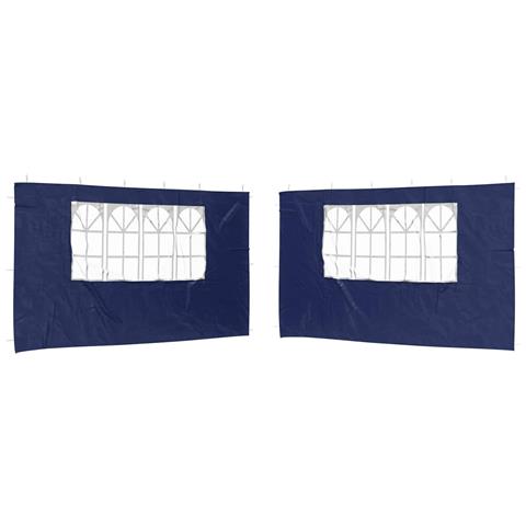 Parete per tenda da festa 2 pcs 400 x 195 cm Blu PE e Acciaio - Foto 1