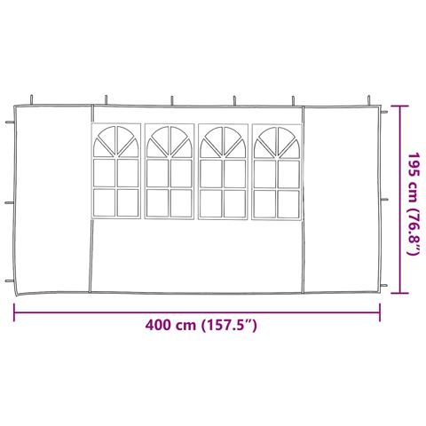 Parete per tenda da festa 2 pcs 400 x 195 cm Blu PE e Acciaio - Foto 6