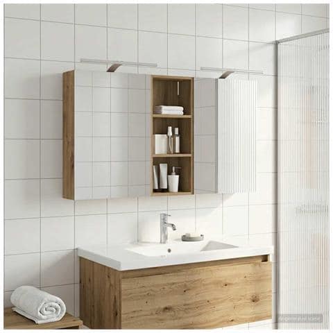 Set di Armadi da Bagno con lo scaffale 3 pcs 130 x 14,5 x 70 cm - Foto 2