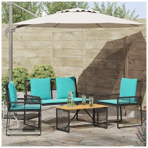 Set di Mobili da Esterno 9 pcs Nero e Turchese polyrattan - Foto 2