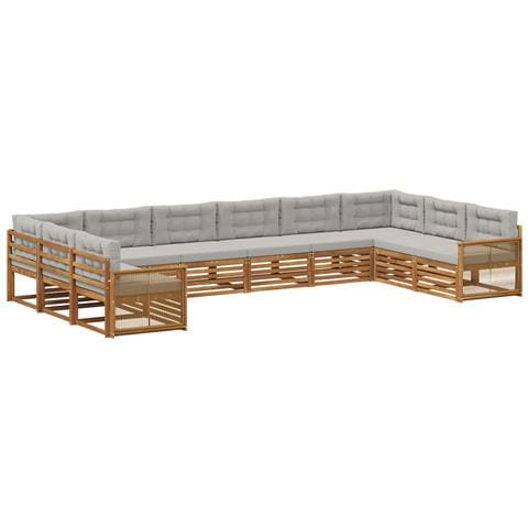 Set divani con cuscino 10 pcs Legno di Acacia Massello - Foto 1