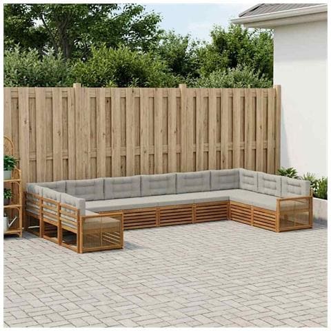 Set divani con cuscino 10 pcs Legno di Acacia Massello - Foto 2