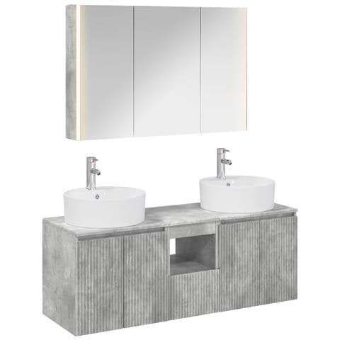 Set di Armadi da Bagno 4 pcs Grigio Cemento - Foto 1