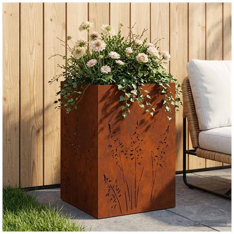 Vaso da giardino Ruggine 50 x 50 x 75 cm Acciaio Corten - Foto 2