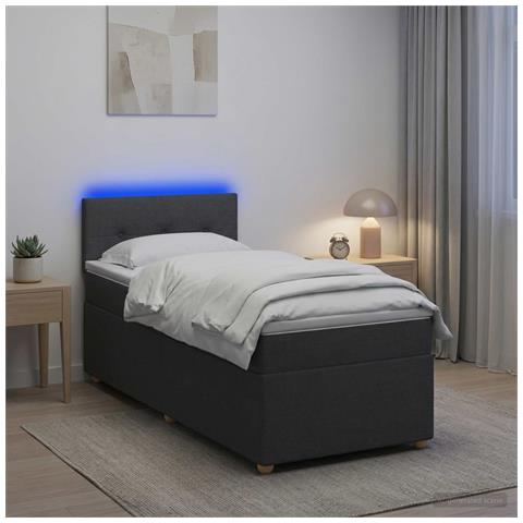 Letto box spring con materasso Grigio Scuro 80 x 200 cm Tessuto - Foto 2