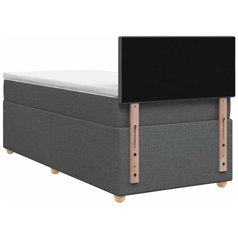 Letto box spring con materasso Grigio Scuro 80 x 200 cm Tessuto - Foto 9