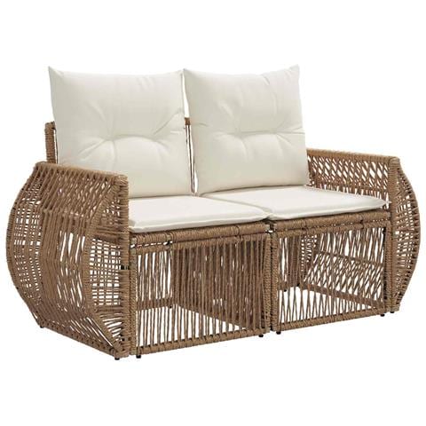 Set Divano da Giardino 7 pz Beige e Bianco Crema polyrattan - Foto 2