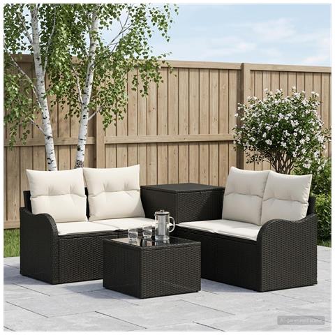 Set di divani 6 pz Nero e Bianco Crema - Foto 2