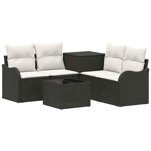 Set di divani 6 pz Nero e Bianco Crema - Foto 1